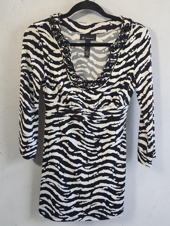 INC International Concepts Dresses & Skirts - INC International Concepts Black and White Zebra-Print Long Sleeve Dress